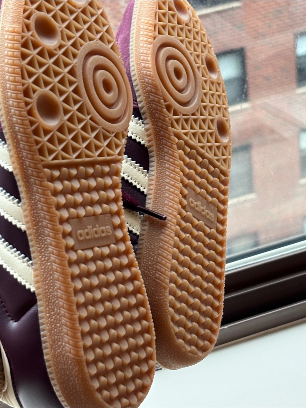 adidas Maroon and White Retro Sneakers with Gum Sole - Picture 7 of 8